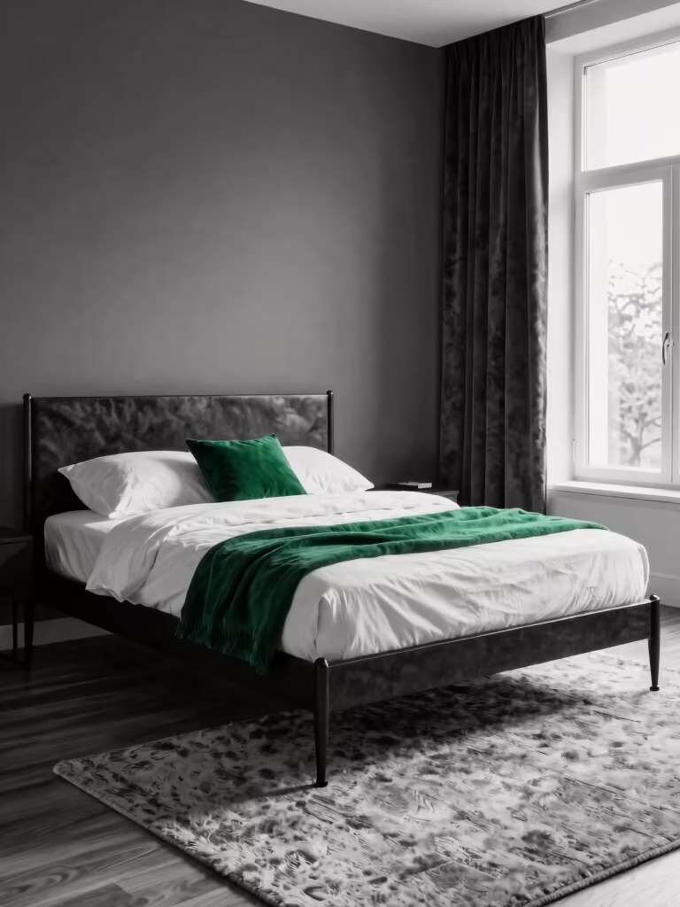 vibrant accents in monochrome