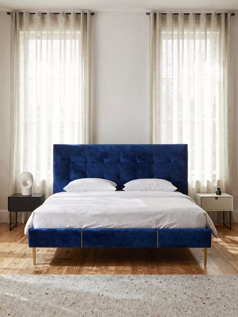 vibrant blue bed designs
