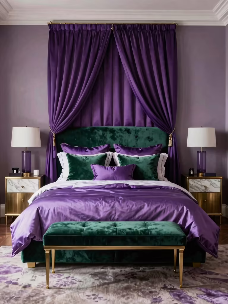 vibrant purple green bedrooms