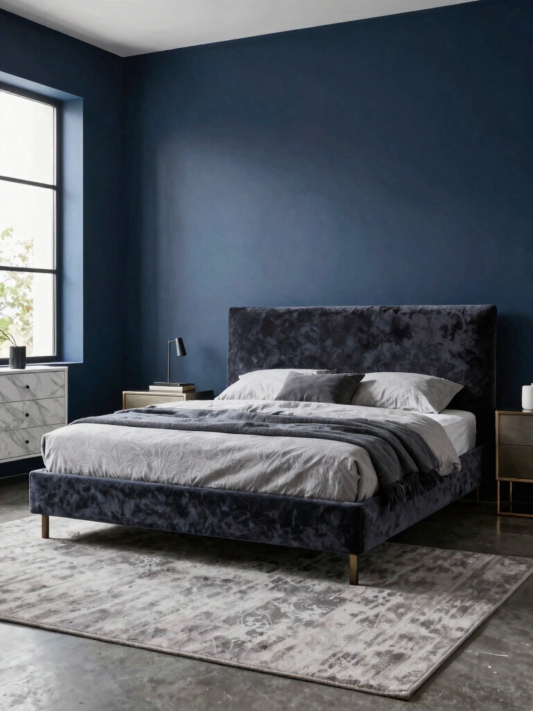 warm navy bedroom glow