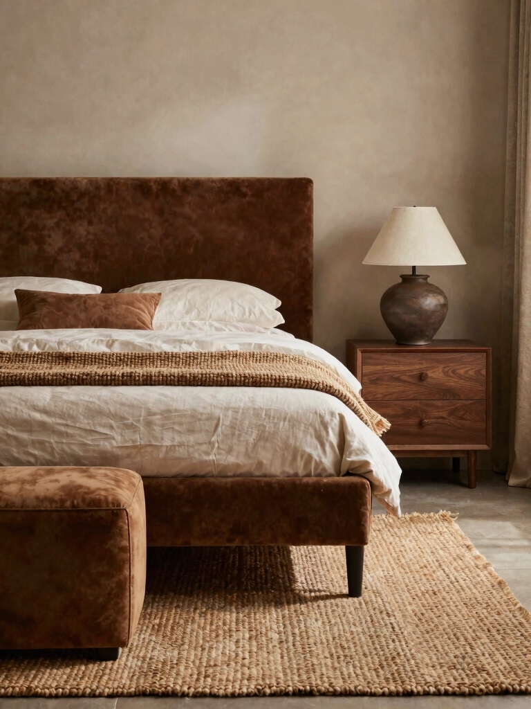 warm textured bedroom layers
