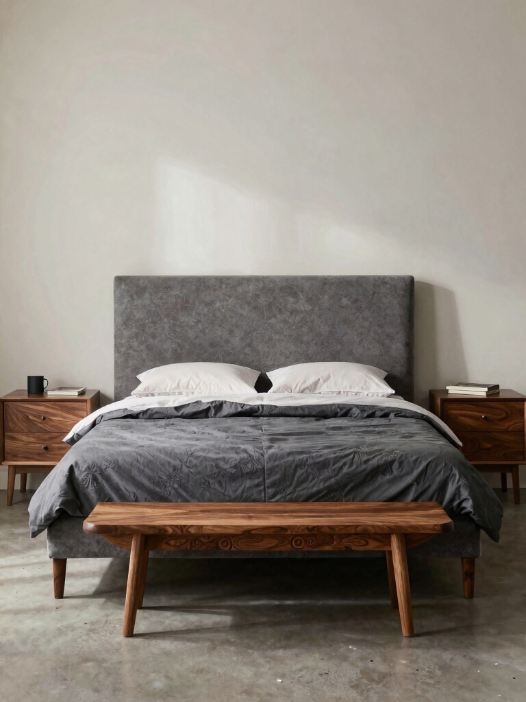 warm woods soften cool greys