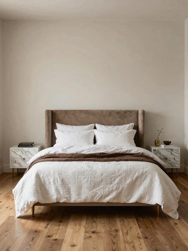 brown and white bedroom design