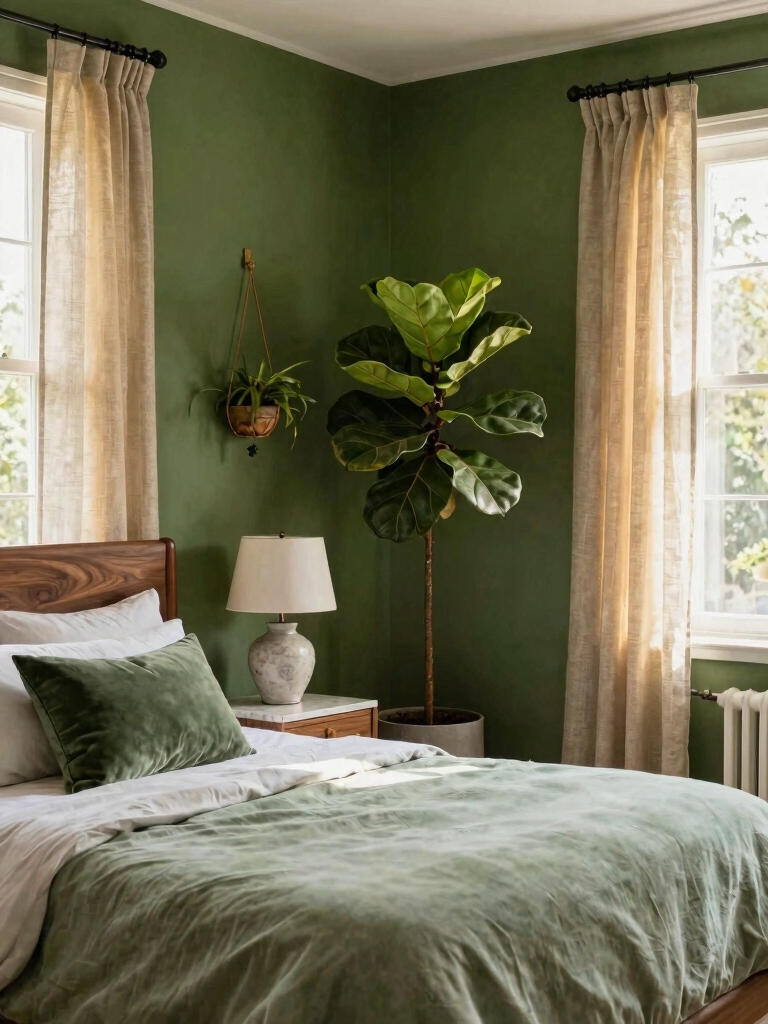 calm natural green bedrooms