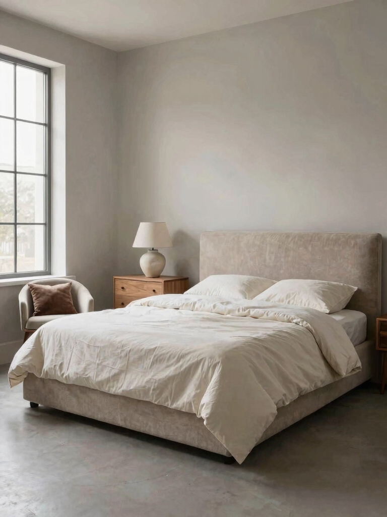 calm spacious bedroom palette