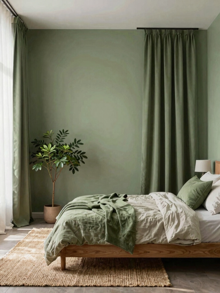 calming green bedroom design