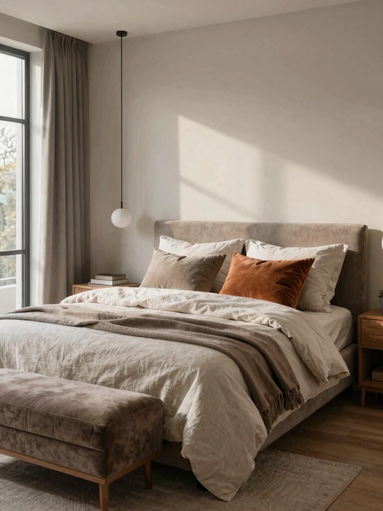 cozy intentional layered bedding