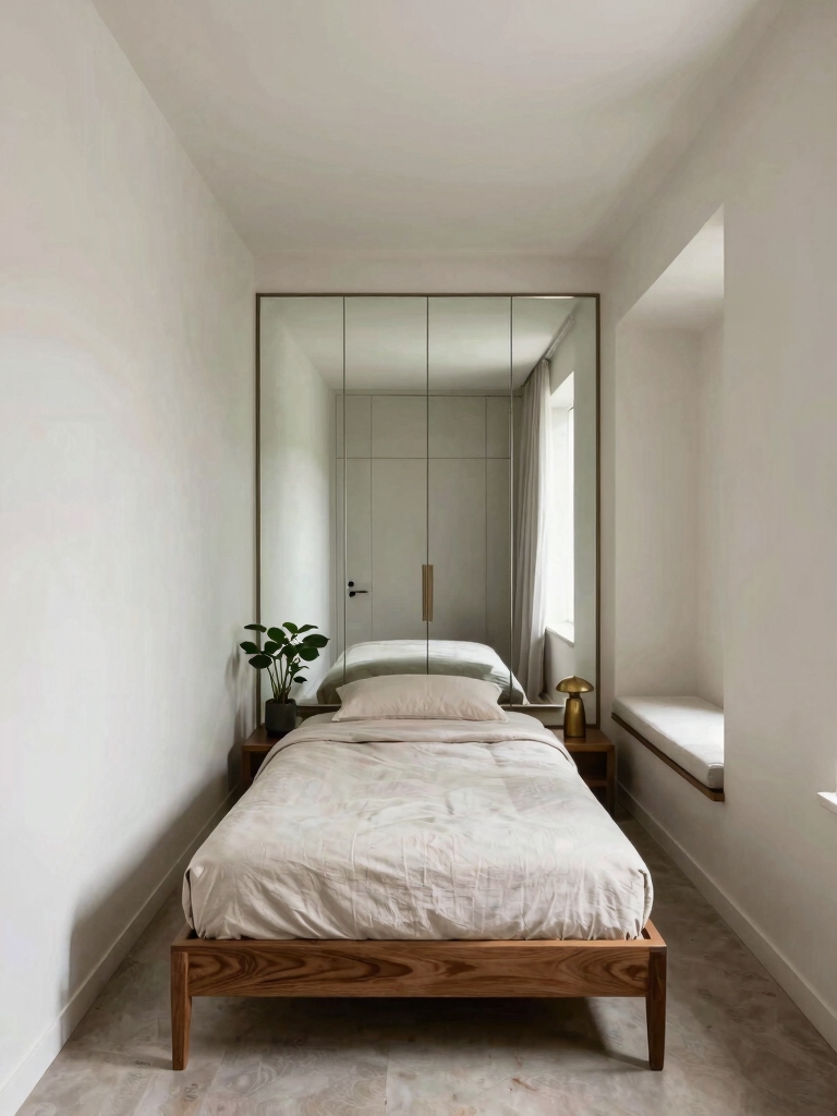 efficient narrow bedroom design