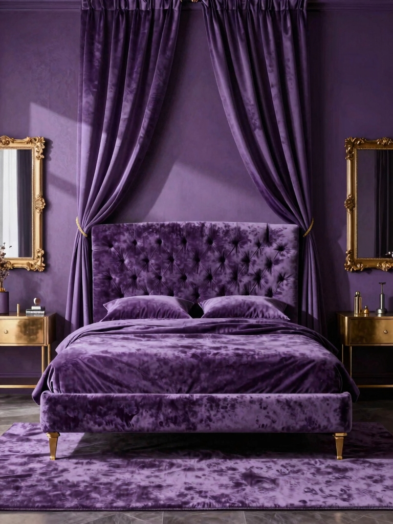gold accents enhance purple elegance