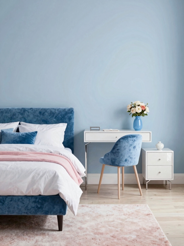playful pastel blue accents