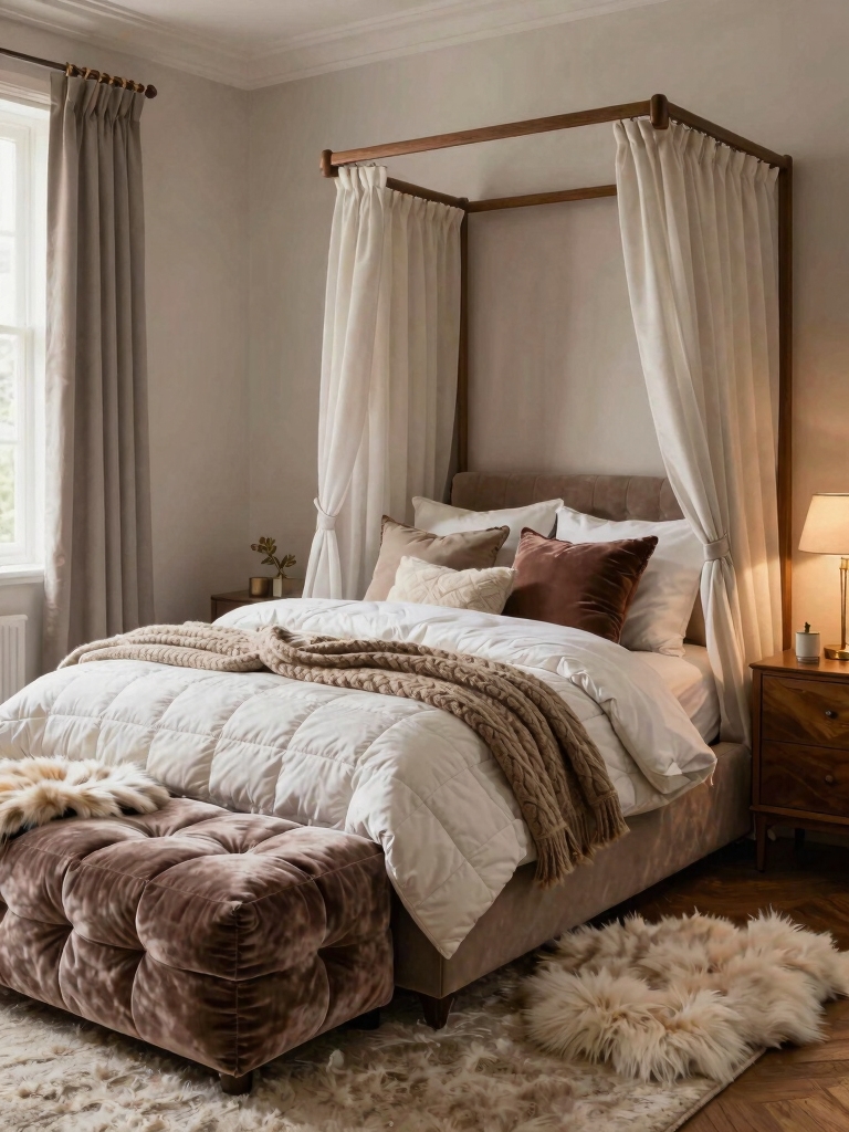 plush layered cozy textiles