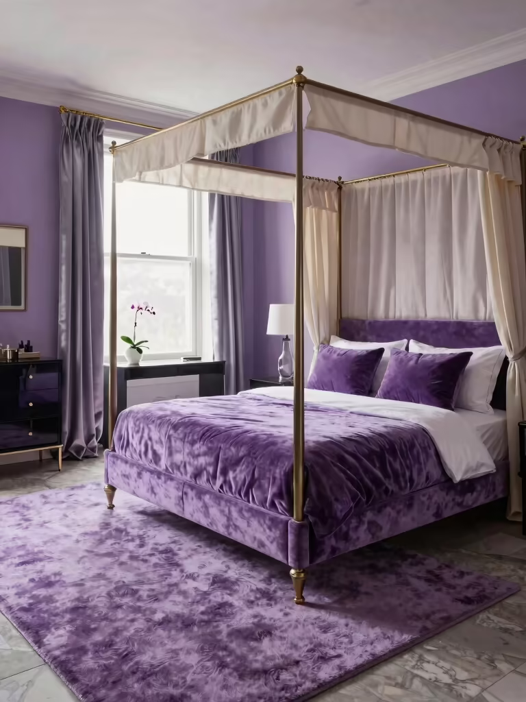 regal purple bedroom designs