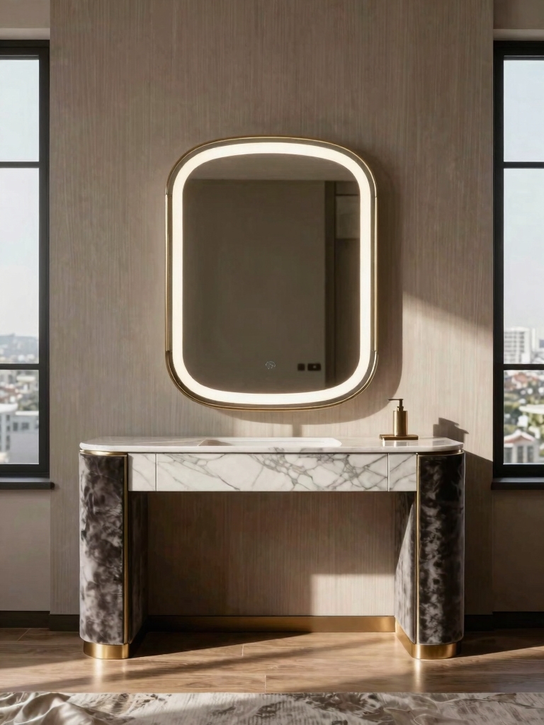 sculptural mirrors create ambiance