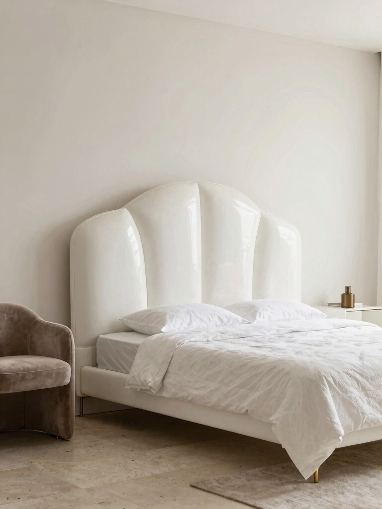 sculptural white headboards elevate