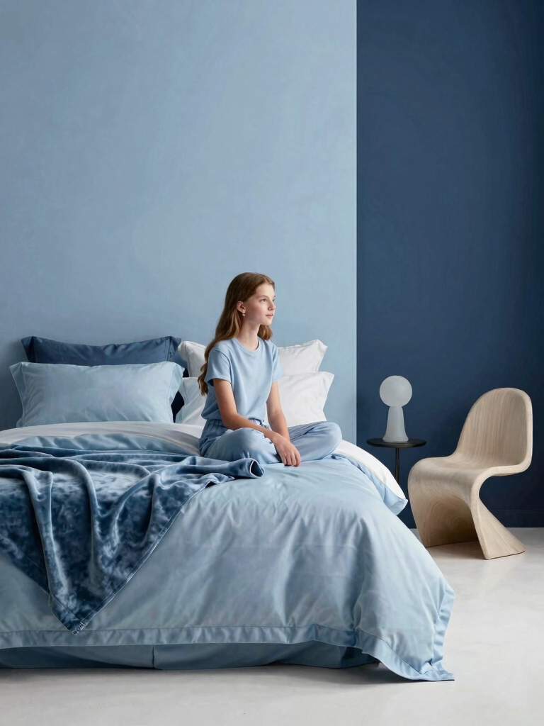 subtle powder blue accents